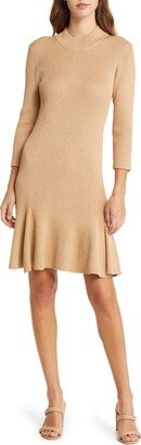 Rib Three-Quarter Sleeve Sweater Dress