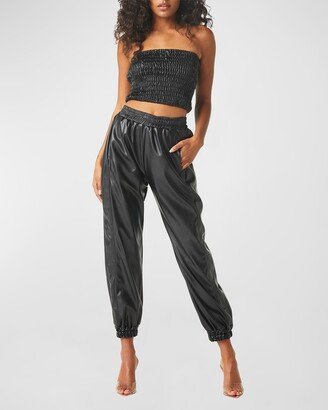 Kasta Faux-Leather Jogger Pants