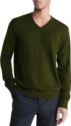 Mens Wool Blend Regular Fit V-Neck Sweater