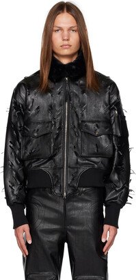 Juntae Kim Black Flight Faux-Leather Jacket