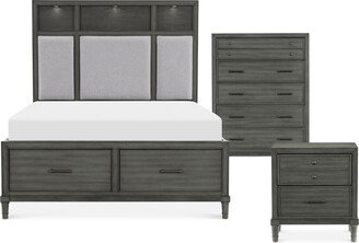 Mossbrook 3pc Bedroom Set (Queen Bed, Chest & Nightstand)