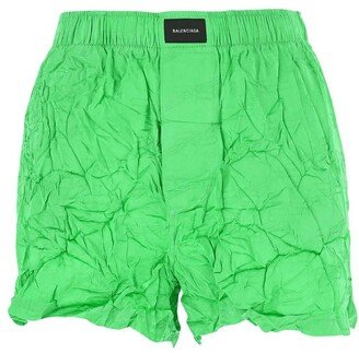 Crease-Effect Logo Patch Shorts