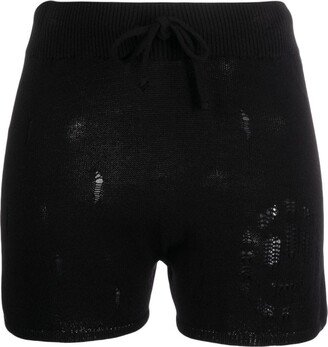 Distressed-Effect Knitted Shorts