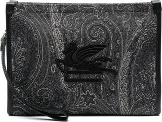 Logo-Patch Paisley-Print Pouch