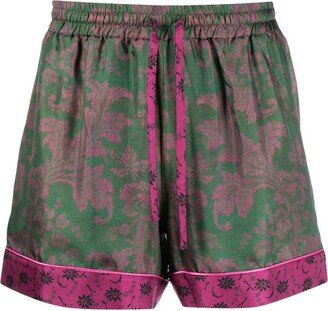 Aloe floral-print silk shorts