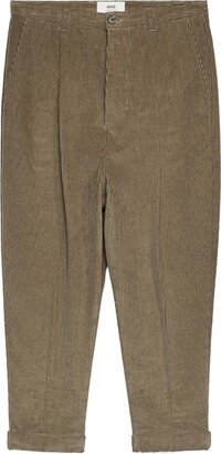 Corduroy Box-Pleated Tapered Trousers