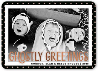 Halloween Cards: Ghostly Greeting Halloween Card, Black, Standard Smooth Cardstock, Rounded