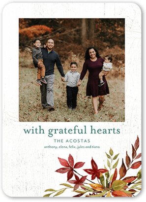 Thanksgiving Cards: Grateful Hearts Fall Greeting, White, 5X7, Standard Smooth Cardstock, Rounded