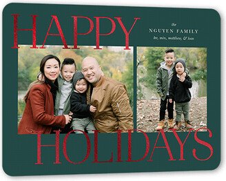 Holiday Cards: Luminous Lettering Holiday Card, Red Foil, Green, 6X8, Holiday, Matte, Signature Smooth Cardstock, Rounded