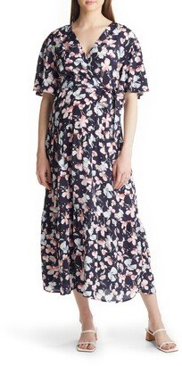 Floral Faux Wrap Maternity Maxi Dress