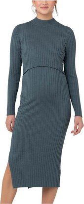 Nella Rib Nursing Knit Dress Teal