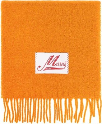 Logo Patch Fringed Scarf-AM