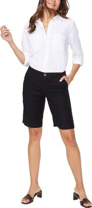 Womens Linen Blend Knee Bermuda Shorts