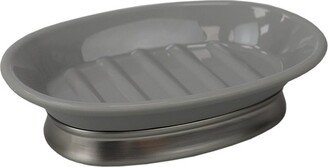 Rubberized Plastic Countertop Pedestal Soap Dish with Non-Skid Metal Base