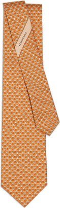 Football-print silk tie