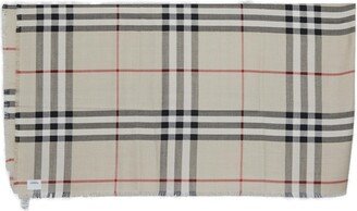 Checked Frayed-Edge Scarf-AA