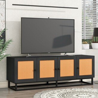 RASOO Vintage Style TV Stand Cabinet with Adjustable Shelves