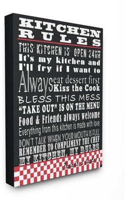 Home Decor Collection Kitchen Rules Black Typography Cavnas Wall Art, 16 x 20