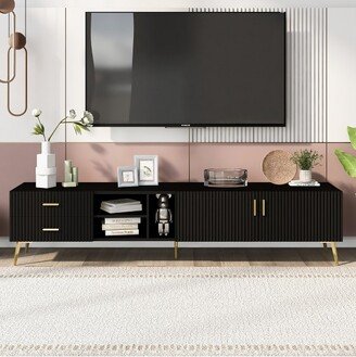 Modern TV Stand for TVs up to 77'' with 5 Champagne Legs Black