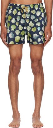 Navy & Green Shell Swim Shorts