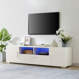 EDWINRAY Morden TV Stand with 16 RGB LED Backlighting, High Glossy TV Cabinet, Media Console Entertainment Center for TVs up to 55