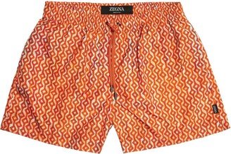 Graphic-Print Swim Shorts-AN