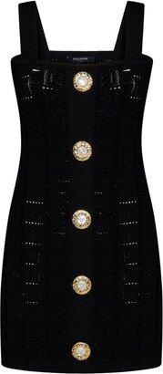 Button Embellished Slim Fit Dress-AA
