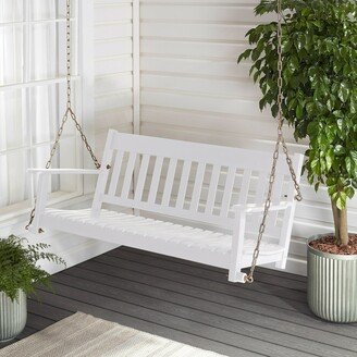 No Outdoor White 2 Person Porch Swing is made of durable solid hardwood