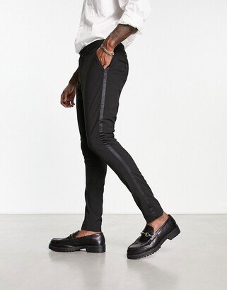 skinny fit tuxedo pants in black