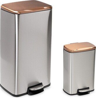 Two-Piece Stainless Steel Trash Can Set