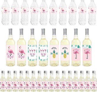 Big Dot Of Happiness Pink Flamingo - Party Like a Pineapple - Tropical Decor Beverage Bar Kit 34 Pc