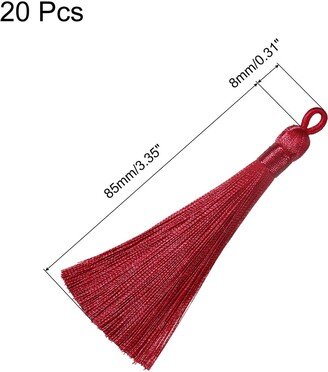 Unique Bargains 3.7 Silky Bookmark Tassels with Loop for DIY Craft Accessory, 20Pcs Wine Red - Wine Red