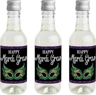 Big Dot Of Happiness Mardi Gras - Mini Wine Bottle Label Stickers - Masquerade Party Favor Gift 16 Ct