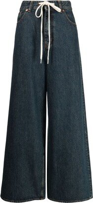 Drawstring Mid-Rise Wide-Leg Jeans-AA