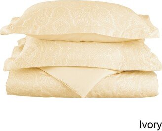 Italian Paisley Cotton 3 Piece Duvet Cover Set with Pillow Shams
