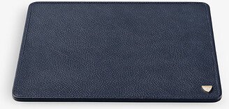 Navy Logo-embossed Grained-leather Mouse pad