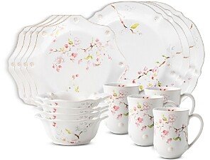 Floral Sketch Cherry 16 Piece Dinnerware Set, Service for 4