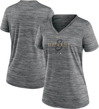 Women's Gray Arizona Diamondbacks City Connect Velocity Practice Performance V-Neck T-shirt