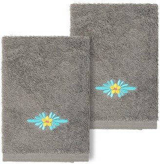 Feliz Embellished Washcloth - Set of 2 - Dark Gray