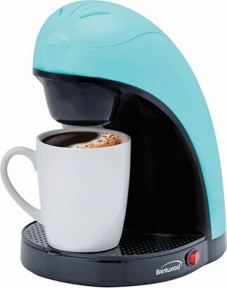 Single Serve Coffee Maker with Porcelain Mug in Blue