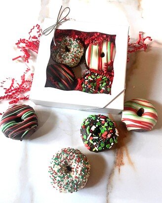 4 Pack Mini Christmas Donuts, Beautifully Packaged & Decorated