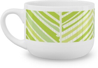 Mugs: Herringbone Hues Of Green Latte Mug, White, 25Oz, Green