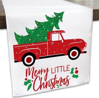 Big Dot of Happiness Merry Little Christmas Tree - Red Truck Christmas Party Dining Tabletop Decor - Cloth Table Runner - 13 x 70 in