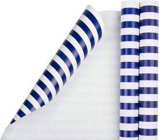 JAM Paper & Envelope 2ct Striped Gift Wrap Rolls Blue/White