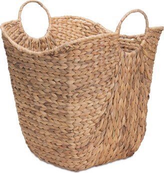 Tall Water Hyacinth Wicker Basket with Handles