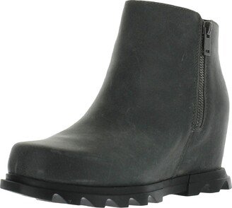 Wedge 3 Zip Womens Leather Wedge Ankle Boots