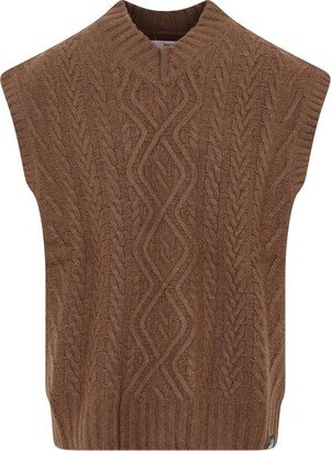 V-Neck Cable-Knitted Vest