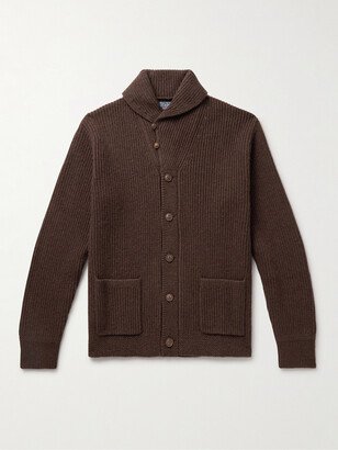 Shawl-Collar Ribbed Wool-Blend Cardigan