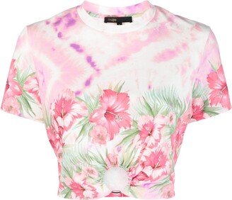 cropped floral-print T-shirt