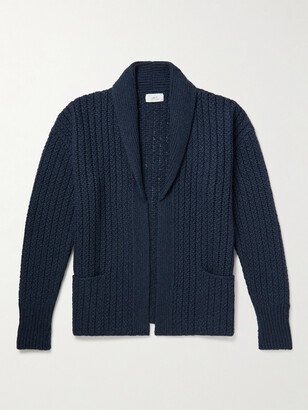 Shawl-Collar Crochet-Knit Wool, Cotton and Alpaca-Blend Cardigan